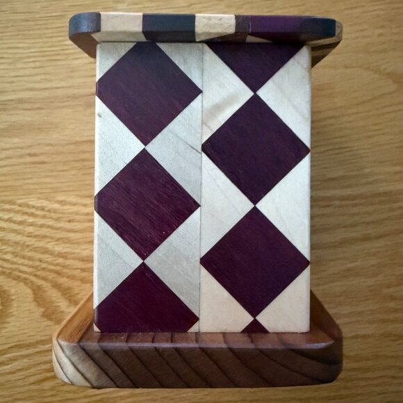 Tzedaka Charity Box Hand Crafted Mixed Hardwoods Star of David Judaica - Picture 2 of 9